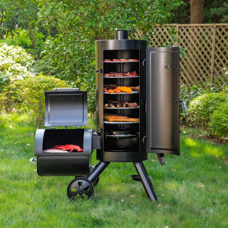 Vertical Smoker Grill with 5 Racks and Offset Side Chamber
