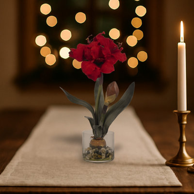 Arrangement en soie Amaryllis avec vase