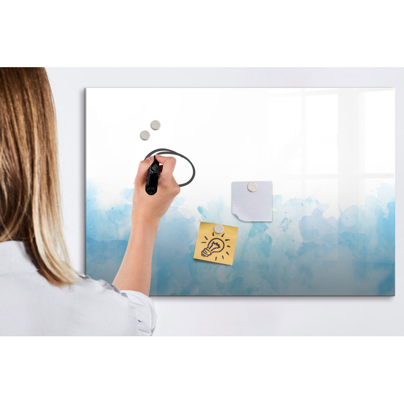 Magnetic Memo Board Whiteboard - 90 x 60 cm - With Marker and Magnets - Painted stains