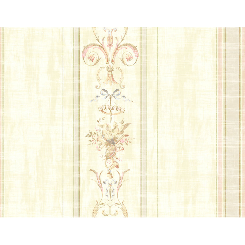 Papier peint Seabrook Designs, Crème / rose / bleu / vert