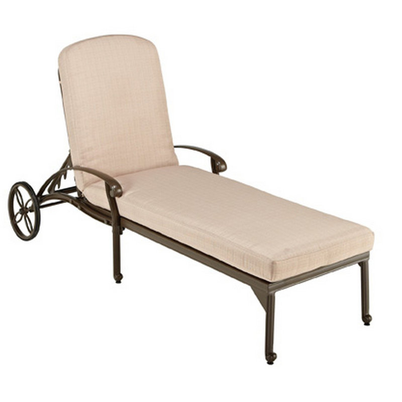 Chaise longue simple inclinable avec coussins Arrey, Taupe