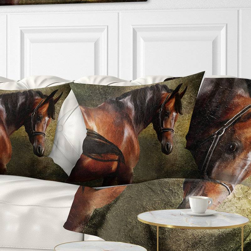 The Thoroughbred - Coussin imprimé animal, 16 po x 1 po, Coussin décoratif