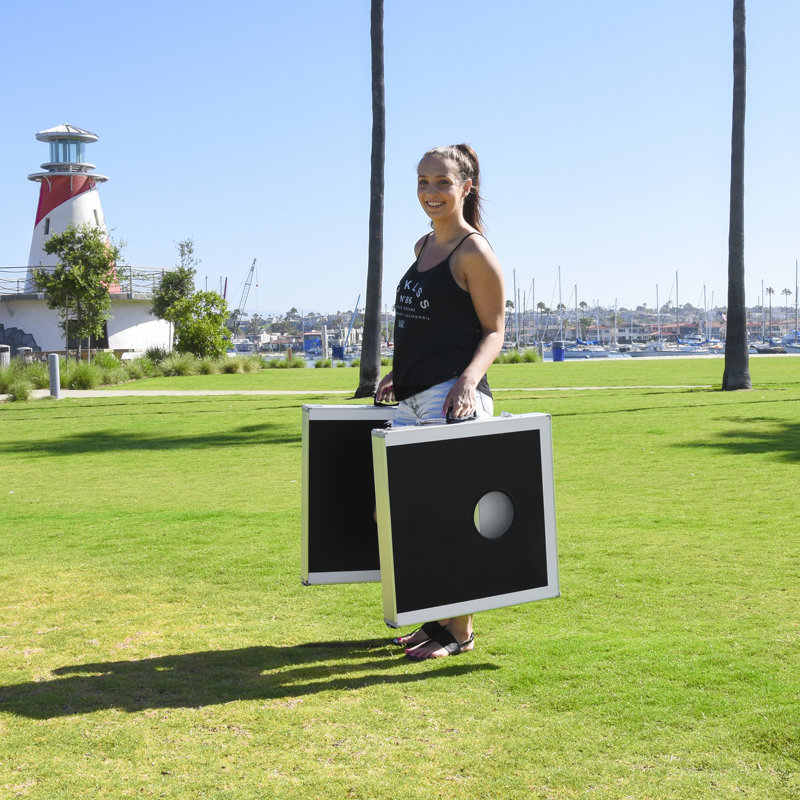 GoSports Cornhole PRO Regulation Size Bean Bag Toss Game Set (Black) - 4 ft x 2 ft