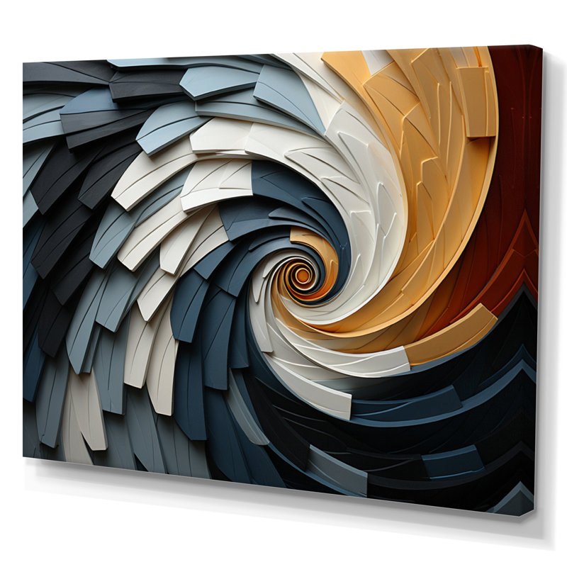 Geometric Spiral III - Abstract Spirals, art mural, H 30 po x l 40 po x P 1,5 po, Toile tendue