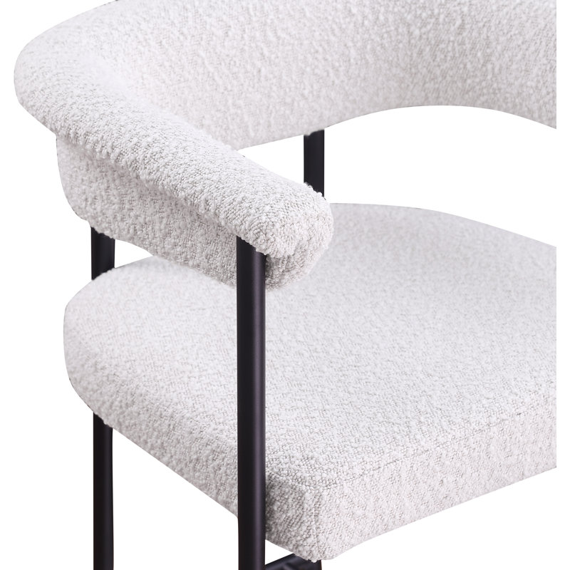 Malin Upholstered Counter Stool with Metal Frame, Cream Boucle Fabric