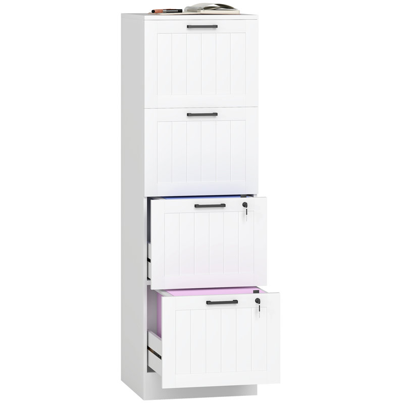 40cm Wide 4 -Drawer File Cabinet, White, 131cm H x 40cm W x 40cm D