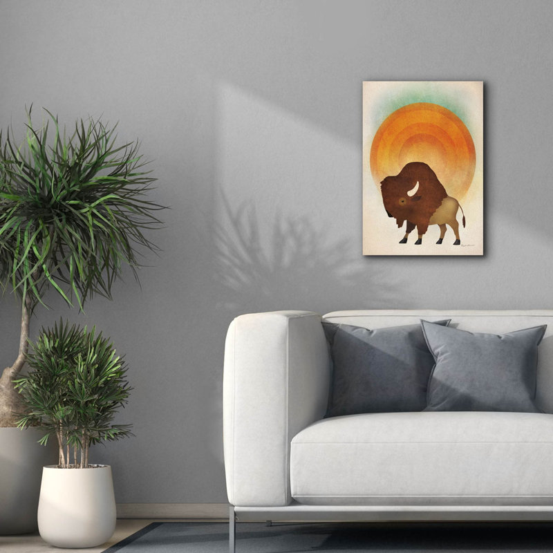 «Blazing Sun Bison» par Ryan Fowler, estampe numérique sur toile, H 26 po x l 18 po x P 0,75 po