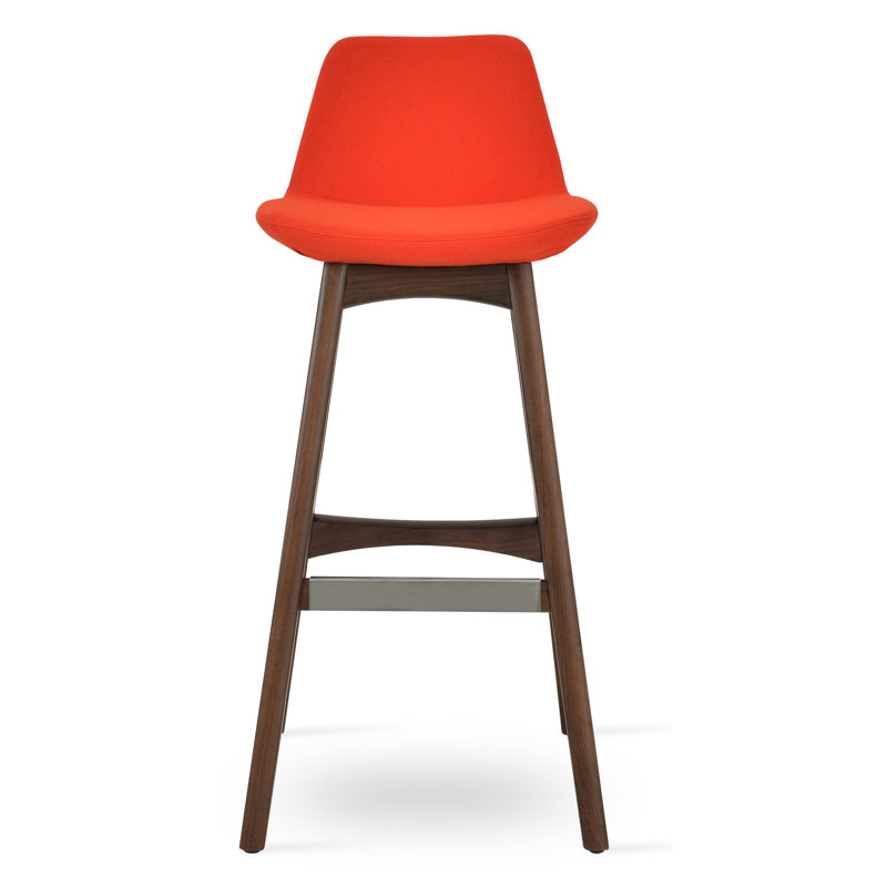 Tabouret de comptoir bar & Pera, Bois de hêtre ; noyer, Laine pistache Camira