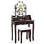 Ensemble de meuble-lavabo en bois massif avec tabouret et miroir Webrook-1962704056