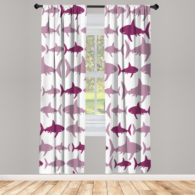 Microfiber Floral Semi-Sheer Rod Pocket Curtain Panels, 28" W x 95" L, Bordo/White