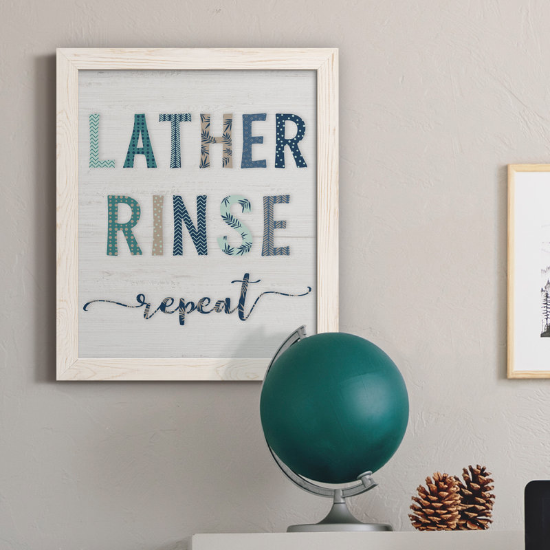 Lather Rinse Répétition - cadre photo, art textuel sur toile, Cadre blanc, H 24 po x l 18 po x P 1,5 po