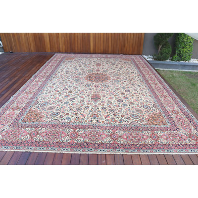 Tapis bohémien beige tissé à la main de grande taille pour une utilisation en extérieur - Art turc rétro et tapis traditionnel anatolien