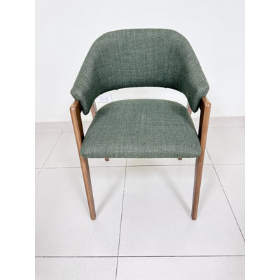Fauteuil moderne minimaliste en lin, pieds en bois massif