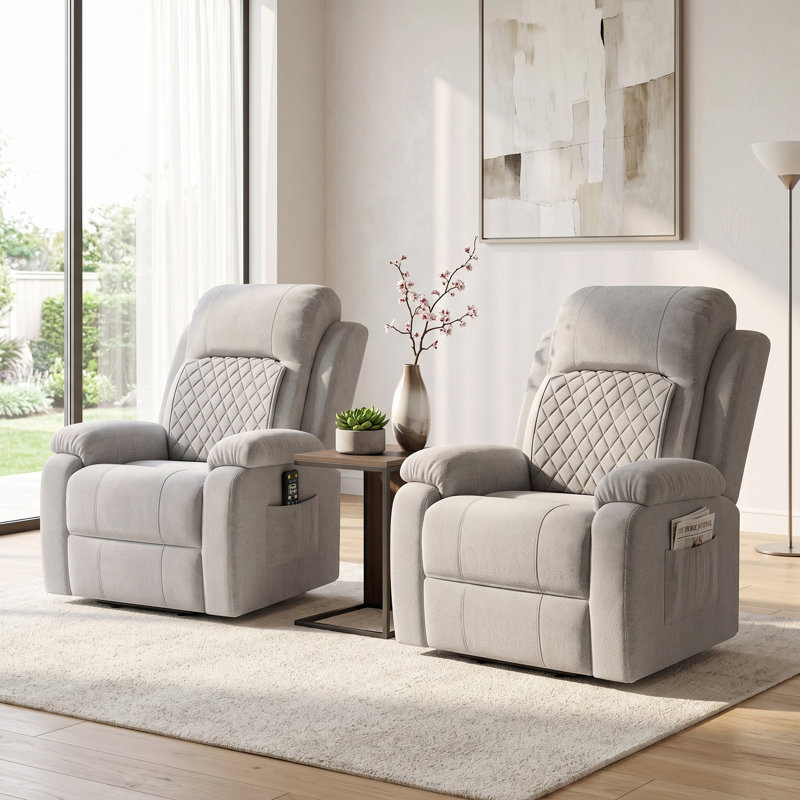 Fauteuil inclinable en velours Brunell, Velours gris velours