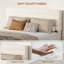 Structure de lit double pleine grandeur avec 4 tiroirs, cadre de lit en velours avec tête de lit, support à lattes de bois, aucun sommier requis, assemblage facile, beige-129707890-129707892