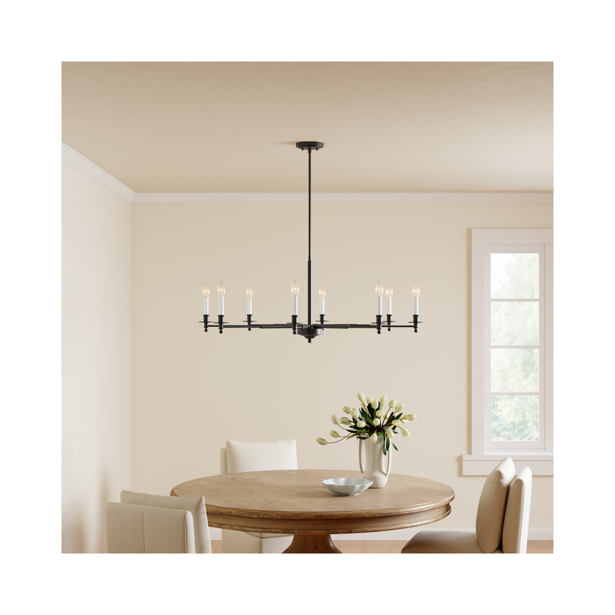 Perle 8 - Light Metal Chandelier, Matte Black