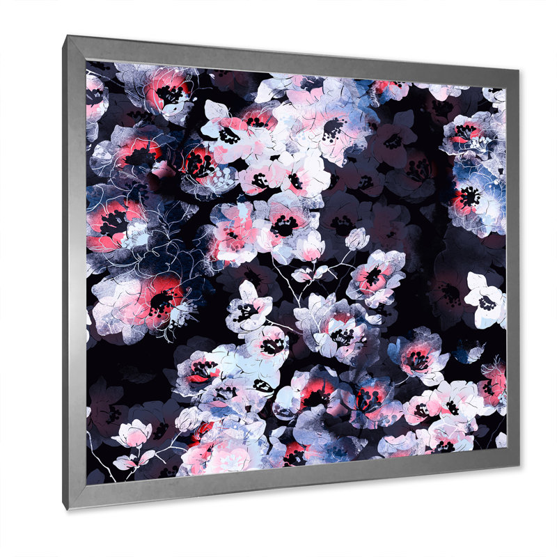 Motif d'impressions délicates fleurs de cerisier - reproduction d'art sur toile à motifs, H 16 po x l 16 po x P 1 po