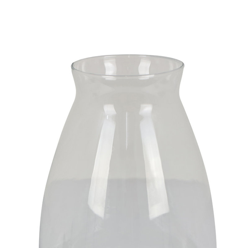 Vase Ahna moderne avec base en céramique nervurée verte, verre transparent 16 pouces