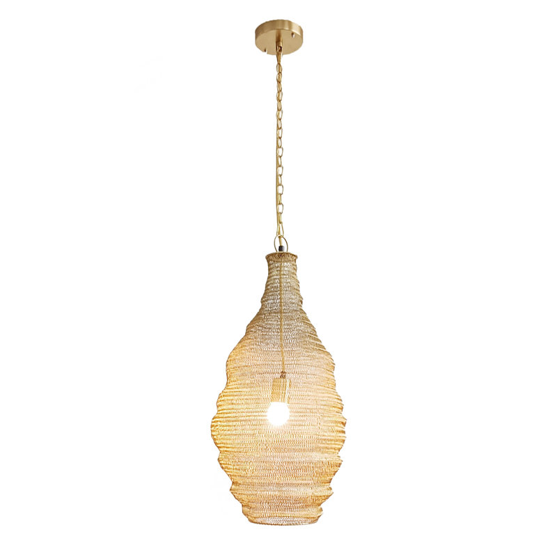 Luminaire suspendu panier 1 lumière A Advi, Doré, H 84 po x l 12 po x P 12 po