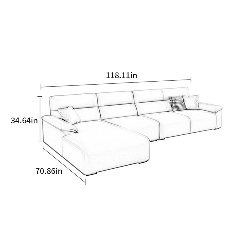 Canapé américain minimaliste moderne, H 34,64 po x l 118,11 po x P 70,86 po
