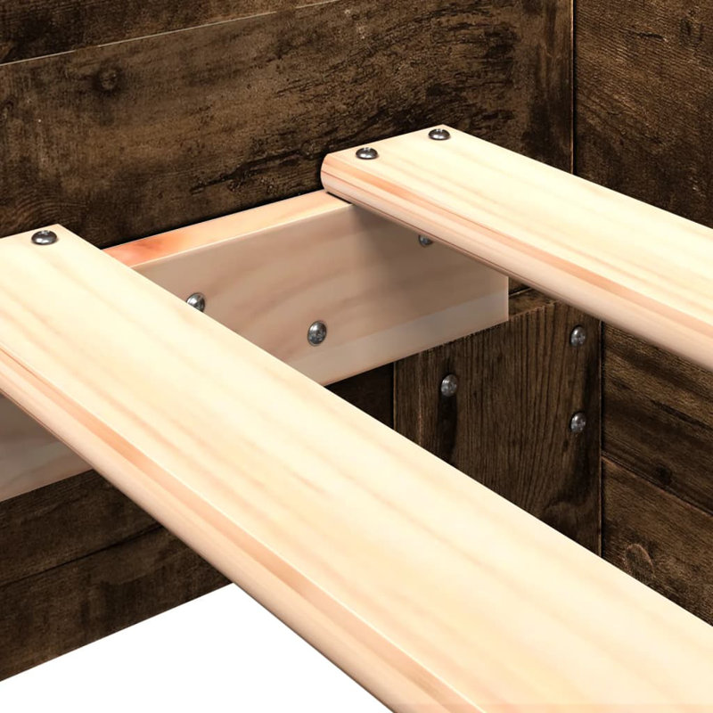 Bed Frame Without Mattress Engineered Wood, Single (3'), Smoked Oak