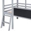 Lit mezzanine simple avec glissade en bande grise de style maison sur le toit, pour enfants de 6 ans et plus, glissade grise pour lit simple, toit captivant pour plus de 6 ans-1606039701