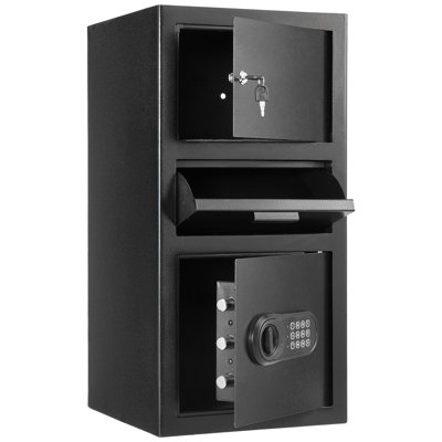 3.6 Cu.ft Black Safe With Front And Digital Keypad, For Home, Office, Storage Of Jewelry, Cash, - Pry Feature Large Capacity Drop Slot, Bank Slip, Reinforced Door