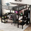 Lit mezzanine double en métal noir avec bureau, rangement et DEL pour une utilisation polyvalente en garde-robe