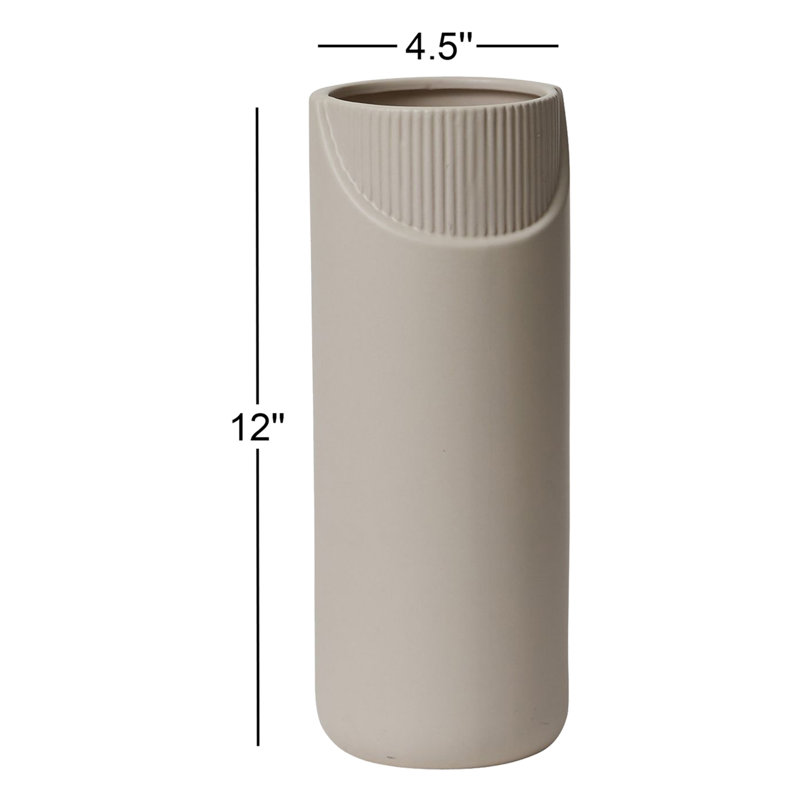 Vase de table en céramique grise, H 12 po x l 4,5 po x P 4,5 po