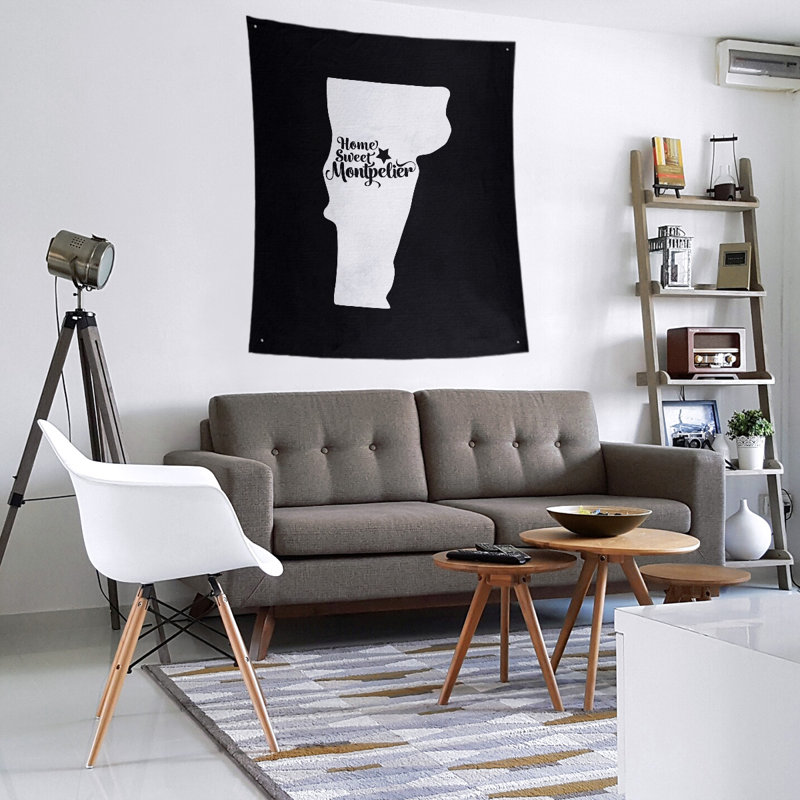Tapisserie murale Montpelier Vermont, H 27,5 po x l 37,5 po, Noir