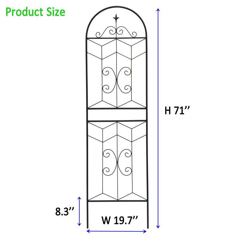 Ensemble de 2 treillis de jardin en métal antirouille de 71 po x 19,7 po, support à fleurs noir pour l'extérieur, assemblage facile, tube galvanisé, polyvalent pour les plantes grimpantes - extérieur, à construire, à des fins diverses et robustes