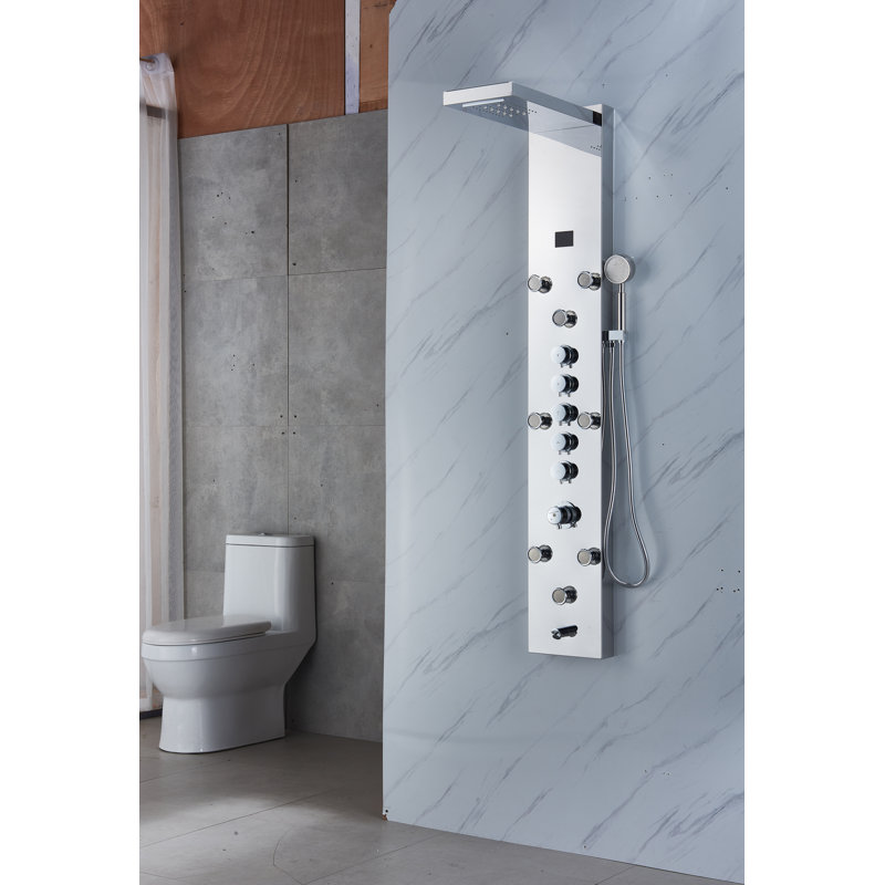 Panneau de douche 3 lumières à DEL de couleur 59 "avec pomme de douche fixe, Chrome