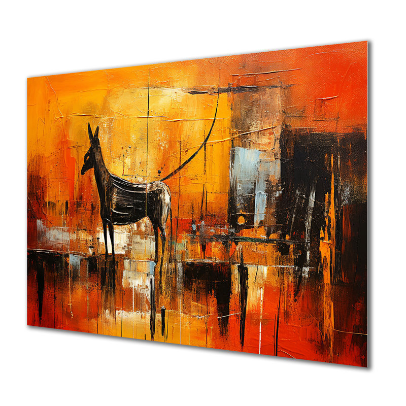 Gazelle en savane africaine - léopard / guépard, art mural, Sans cadre, métal, H 16 po x l 32 po