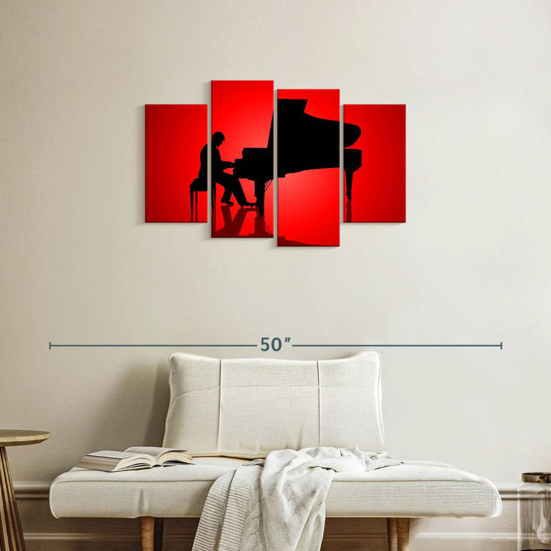Silhouette de pianiste Abarca, H 22 po x l 36 po