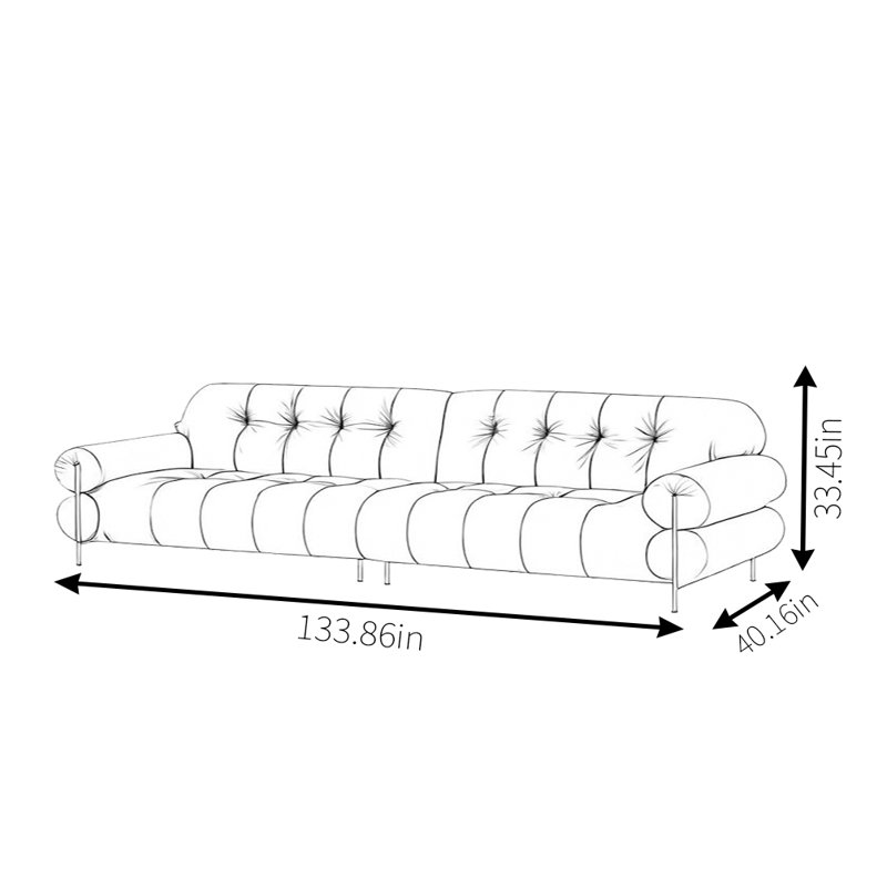 Canapé French Cloud, 4, H 33,45 po x l 133,86 po x P 40,16 po