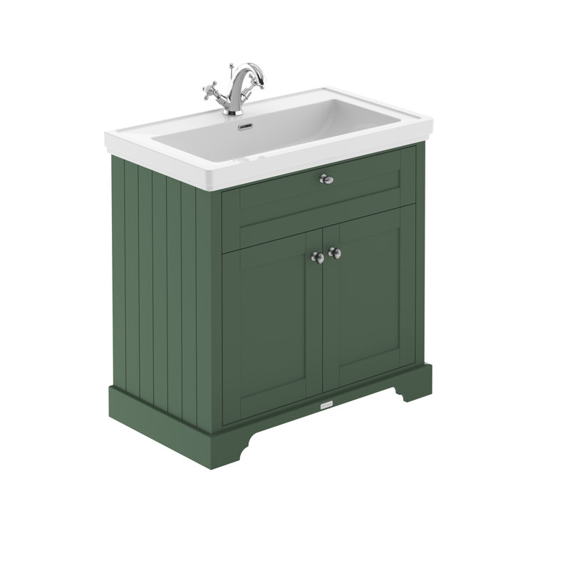 Old London 830mm Single Bathroom Vanity with Integrated Fireclay Basin, Green