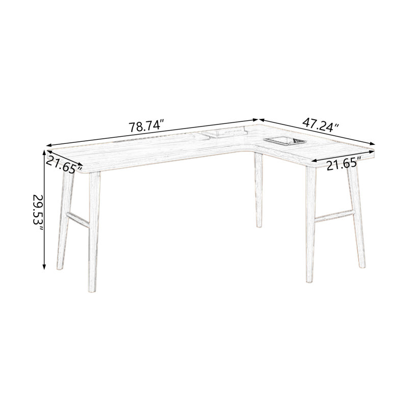 Rosewood L-Shaped Solid Wood desks, 29.53" H x 78.74" W x 47.24" D, Right Hand Return