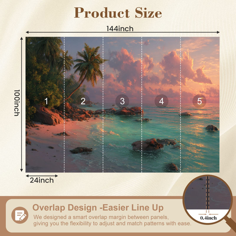 Papier peint auto-adhésif Sunset Beach, L 144 po x l 100 po