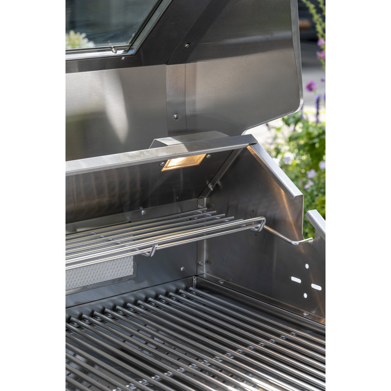 Norfolk Grills 4 Burner Free Standing Liquid Propane Gas Grill with Side Burner and Cabinet