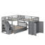 Lit superposé en forme de L avec lit simple simple et lit simple supérieur, y compris 3 tiroirs, bureau portable et garde-robe-502267399