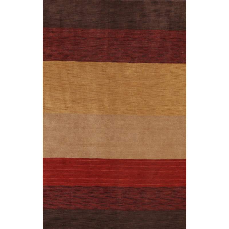 Tapis multicolore en laine noué à la main de conception unique 6 pi 4 po x 9 pi 6 po Mahasin