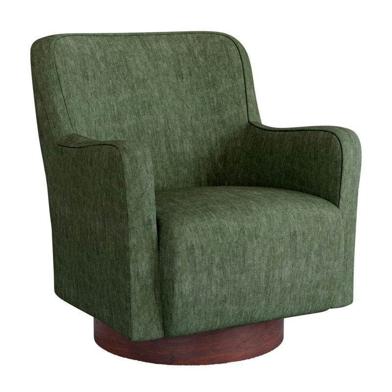 Clara 30" Wide Swivel Accent Chair, Moss Green Polyester