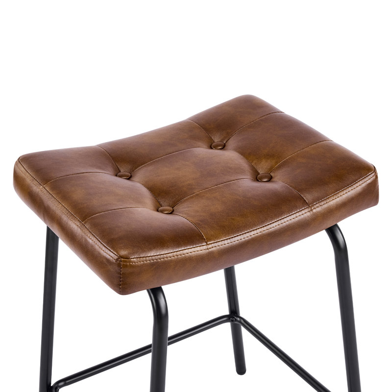 Ensemble de trois chaises de bar de 23 po en similicuir brun et noir