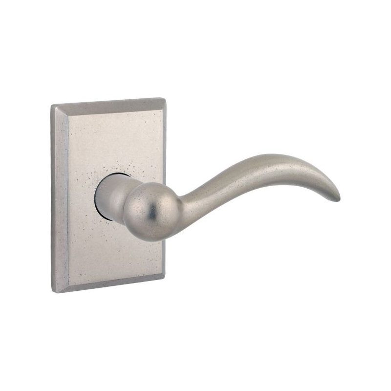 Arch Privacy Door Lever with Rustic Square Rose, White Bronze