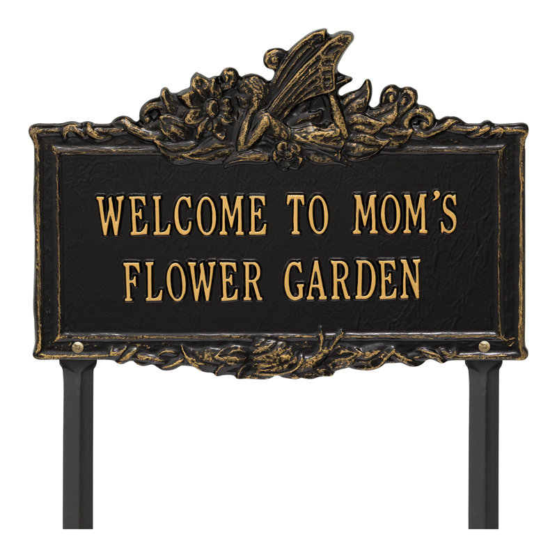 Fairy Personalized Garden Sign, Black/Gold, Yes