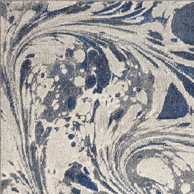 Strouth Abstract Grey/Navy Area Rug, Rectangle 8'3" x 10'2"
