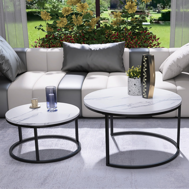 Ensemble de tables basses 2 pièces kadaja, Marbre / noir