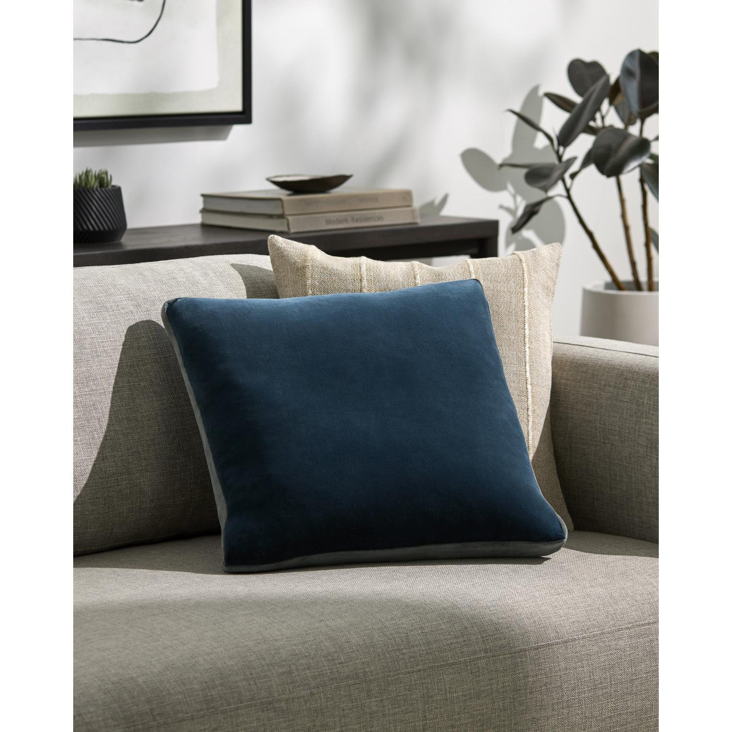  Nicholas Cotton Throw Pillow, Blue/Gray, Down, 20" x 20"