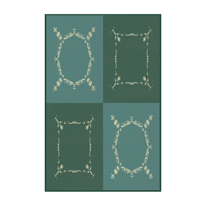 Laine tissée à la machine à motifs géométriques et polyester olive/jaune Tapis décoratif, Rectangle 7 pi x 9 pi