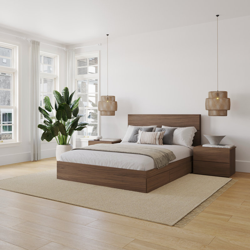 Milo 3-Piece Reversible Storage Bedroom Set, Queen, Walnut